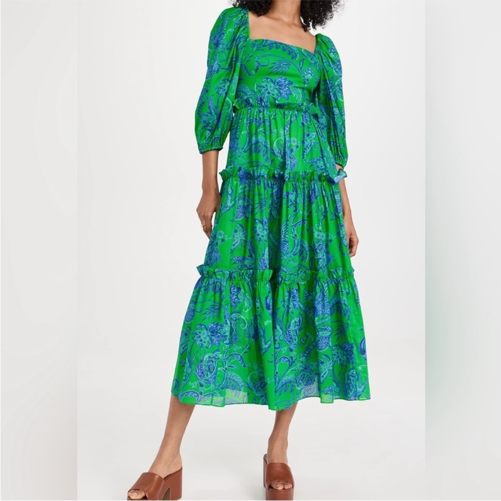 CARA CARA Green & Blue Oriana Dress Large